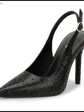 Rhinestone Slingback Pumps Stiletto High Heels Formal Evening Shoes